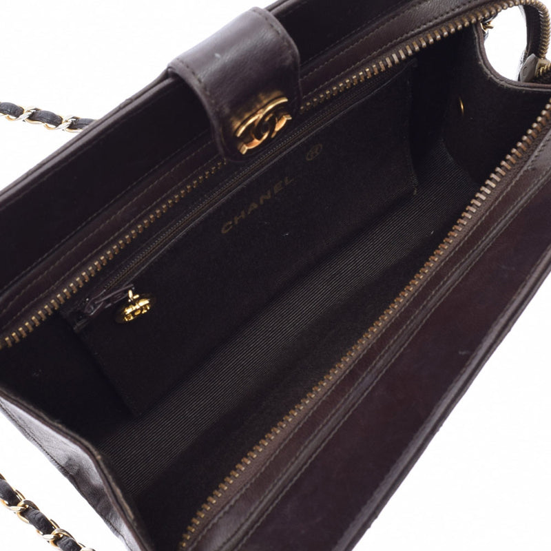 CHANEL シャネル マトラッセ チェーンショルダー 茶 ゴールド金具 レディース ラムスキン ショルダーバッグ Bランク 中古 銀蔵