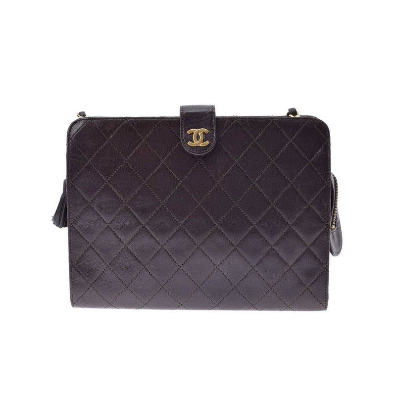 CHANEL シャネル マトラッセ チェーンショルダー 茶 ゴールド金具 レディース ラムスキン ショルダーバッグ Bランク 中古 銀蔵