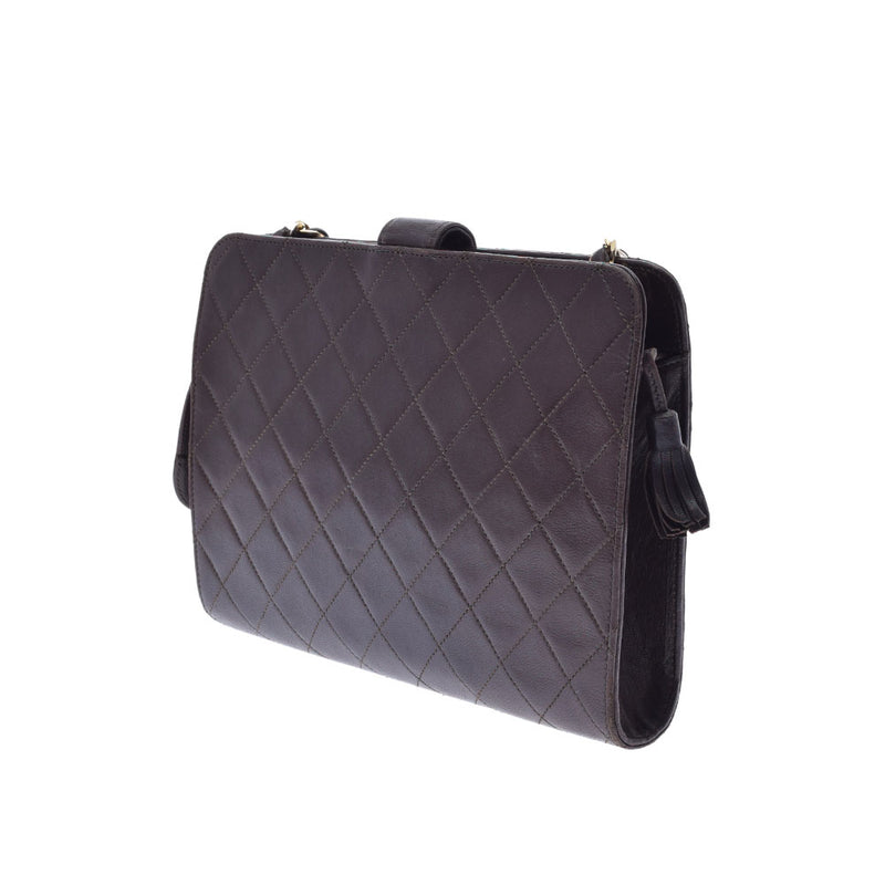 CHANEL シャネル マトラッセ チェーンショルダー 茶 ゴールド金具 レディース ラムスキン ショルダーバッグ Bランク 中古 銀蔵
