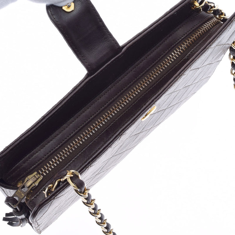 CHANEL シャネル マトラッセ チェーンショルダー 茶 ゴールド金具 レディース ラムスキン ショルダーバッグ Bランク 中古 銀蔵
