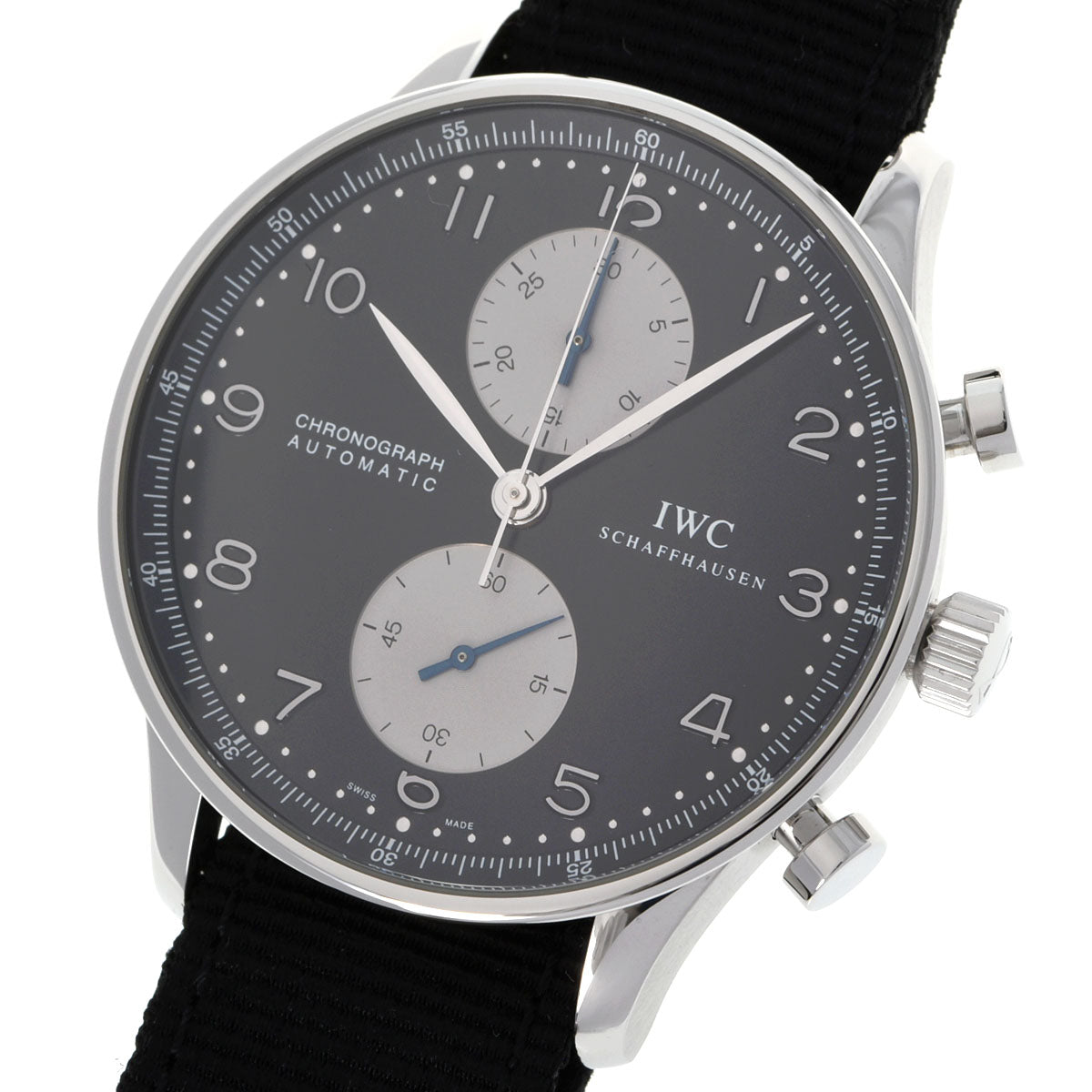 IWC SCHAFFHAUSEN アイダブリューシー シャフハウゼン ポルトギーゼ クロノグラフ IW371404 メンズ SS/革 腕時計 自動巻き  ブラック文字盤 Aランク 中古 銀蔵