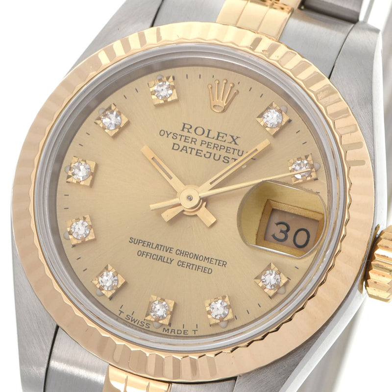 ROLEX ロレックス デイトジャスト 10Pダイヤ 69173G レディース YG/SS 腕時計 自動巻き シャンパン文字盤 Aランク 中古 銀蔵