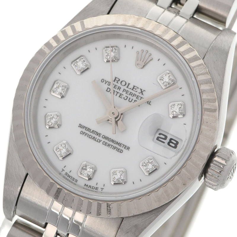 ROLEX ロレックス デイトジャスト 10Pダイヤ 69174G レディース SS/WG 腕時計 自動巻き 白文字盤 Aランク 中古 銀蔵