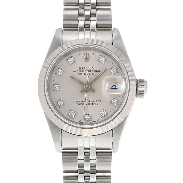 ROLEX ロレックス デイトジャスト 10Pダイヤ 69174G レディース SS 腕時計 自動巻き シルバー文字盤 Aランク 中古 銀蔵