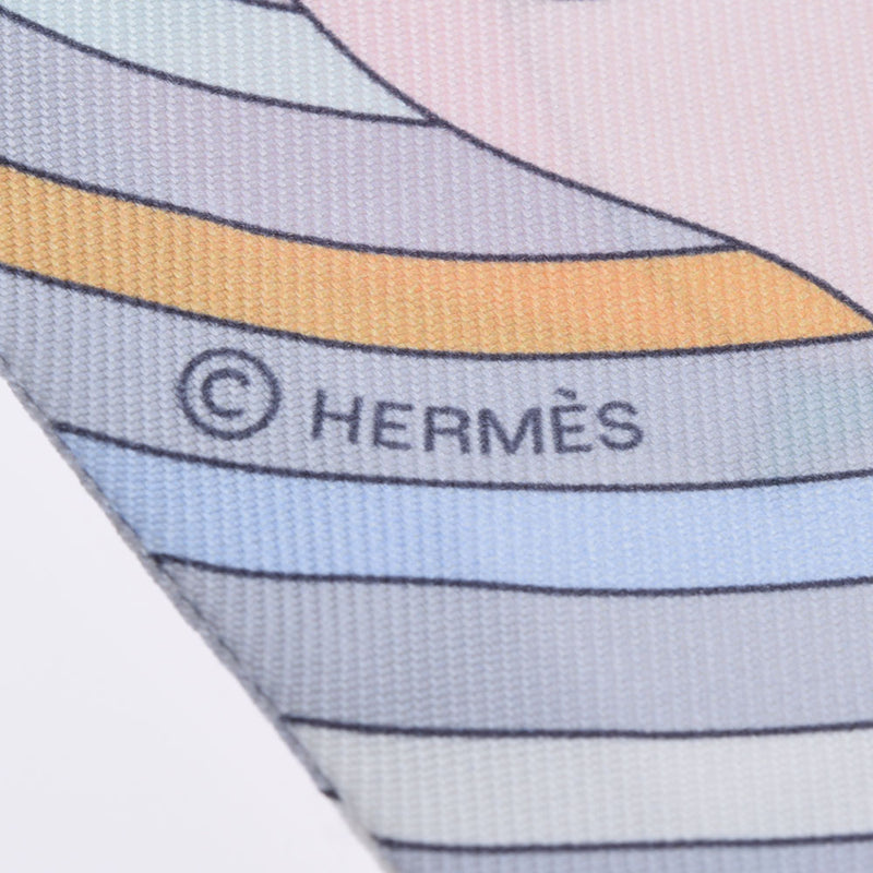 HERMES エルメス ツイリー  ピンク/グレー レディース シルク100％ スカーフ Aランク 中古 銀蔵