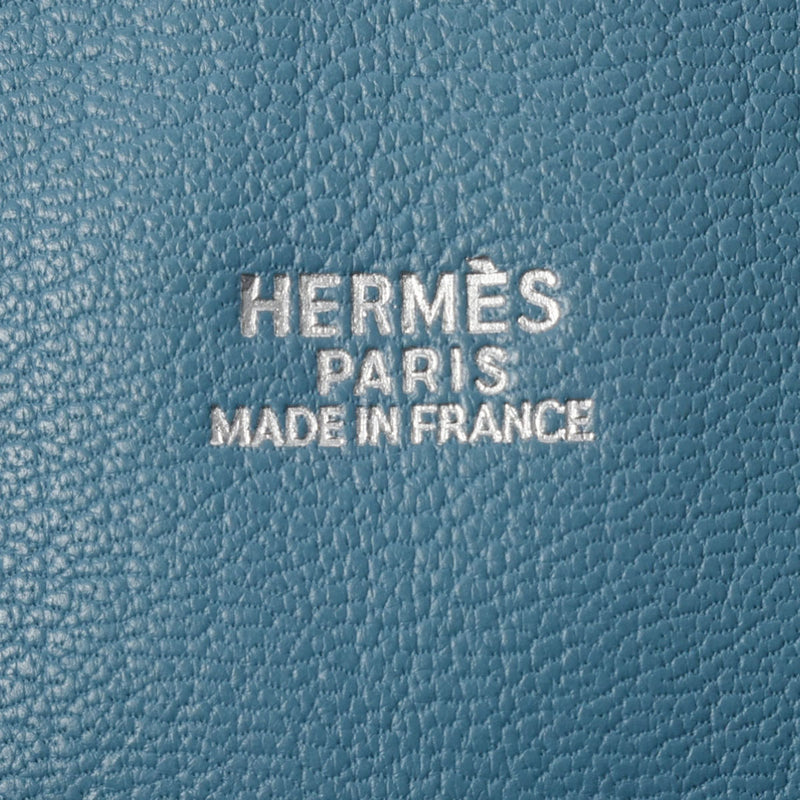 HERMES エルメス プリュム32 ブルージン パラジウム金具 □C刻印(1999年頃) レディース トゴ ハンドバッグ Bランク 中古 銀蔵