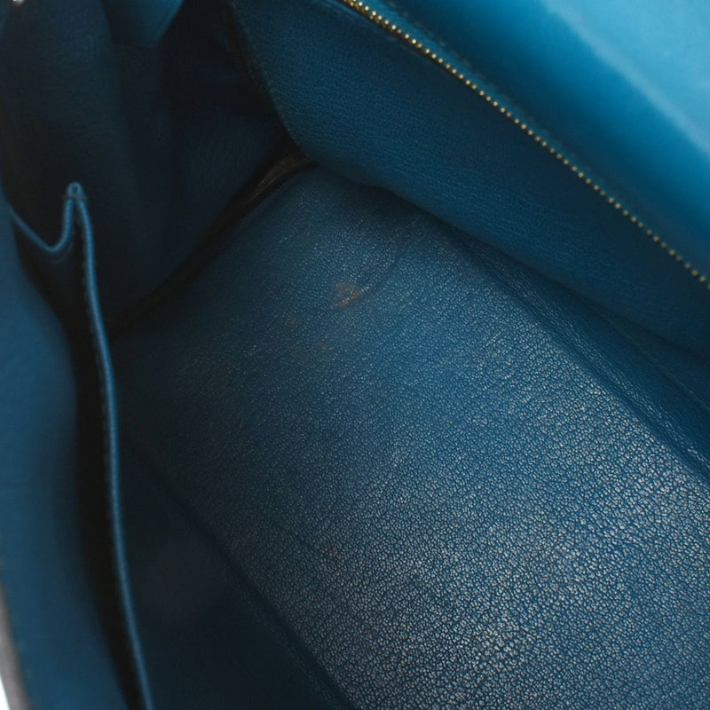 HERMES エルメス ケリー28 内縫い ブルーイズミール ゴールド金具 A刻印(2017年頃) レディース タデラクト 2WAYバッグ Bランク 中古 銀蔵
