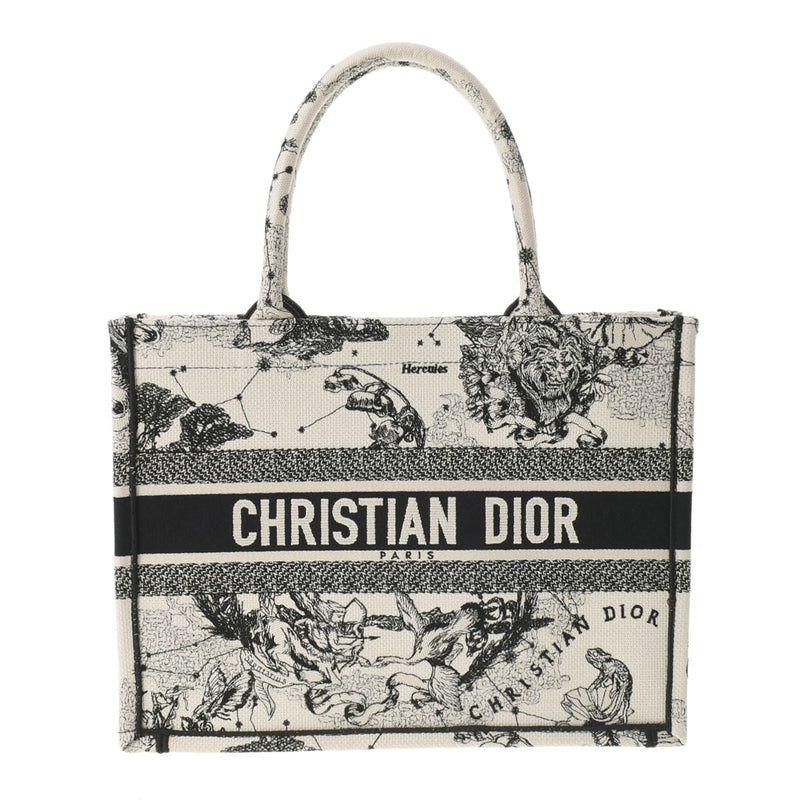 CHRISTIAN DIOR クリスチャンディオール ブックトート 36 白/黒 M1296ZRHZ_M941 レディース キャンバス エンブロイダリー ハンドバッグ Aランク 中古 銀蔵