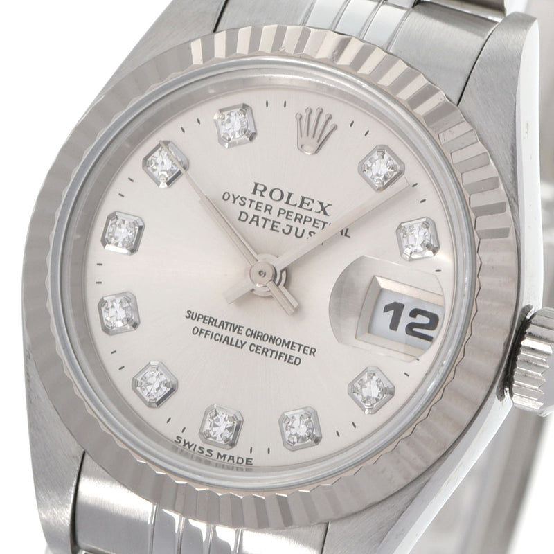 ROLEX ロレックス デイトジャスト 10Pダイヤ 69174G レディース SS/WG 腕時計 自動巻き シルバー文字盤 Aランク 中古 銀蔵