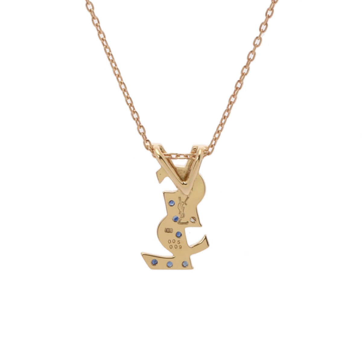 イヴサンローランYSL ネックレス ダイヤ0.05ct サファイア0.09ct レディース K18イエローゴールド ネックレス YVES SAINT  LAURENT 中古 – 銀蔵オンライン