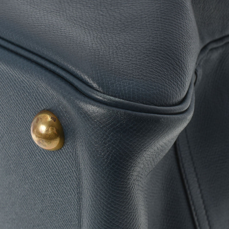 HERMES エルメス サンプロン 紺 ゴールド金具 ○Y刻印(1995年頃) ユニセックス クシュベル ハンドバッグ Bランク 中古 銀蔵