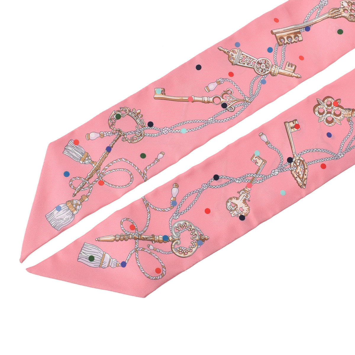 エルメスLES CLES A POIS ツイリー 新タグ ピンク レディース シルク