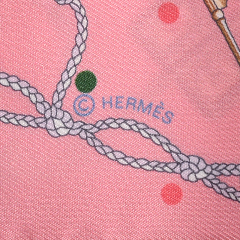HERMES エルメス LES CLES A POIS ツイリー 新タグ ピンク 063871S レディース シルク100％ スカーフ 新同 中古 銀蔵
