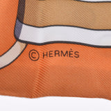 HERMES エルメス ツイリー 新タグ オレンジ ホワイト レディース シルク100％ スカーフ 新同 中古 銀蔵