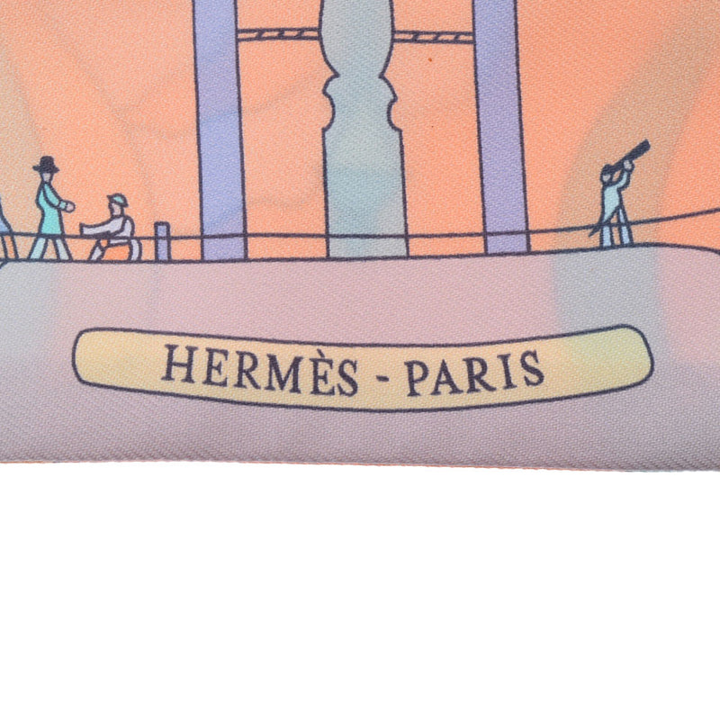 HERMES エルメス ツイリー 新タグ Les Folies du Ciel オレンジ レディース シルク100％ スカーフ 未使用 銀蔵