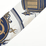 HERMES エルメス ツイリー 新タグ 白/グレー レディース シルク100％ スカーフ Bランク 中古 銀蔵