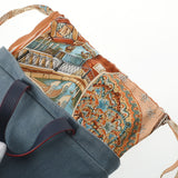 HERMES エルメス プティアッシュ トート ブルー レディース トワルオフィシエ シルク ハンドバッグ Aランク 中古 銀蔵