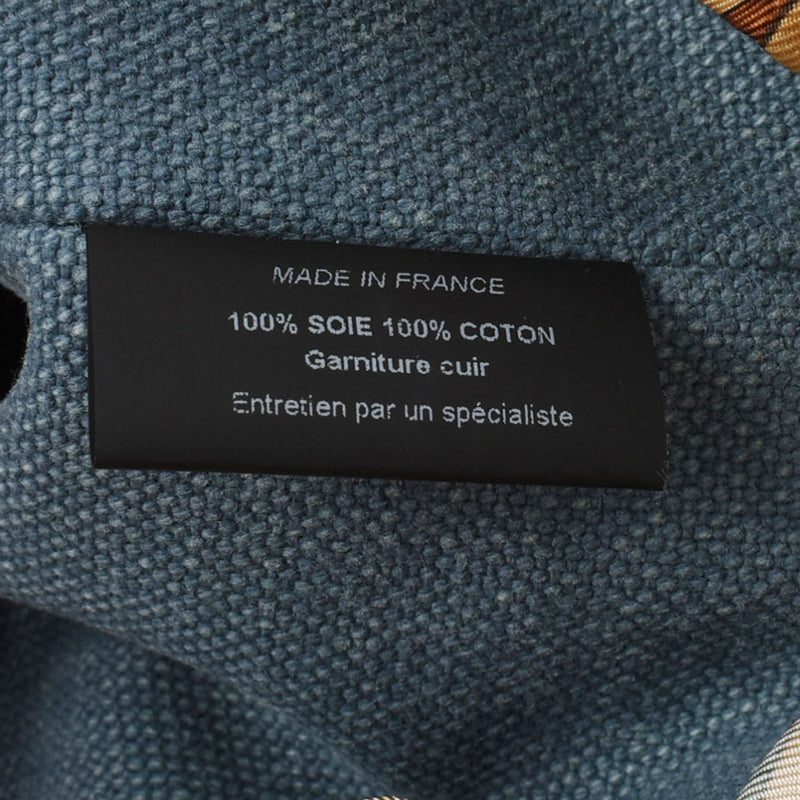 HERMES エルメス プティアッシュ トート ブルー レディース トワルオフィシエ シルク ハンドバッグ Aランク 中古 銀蔵