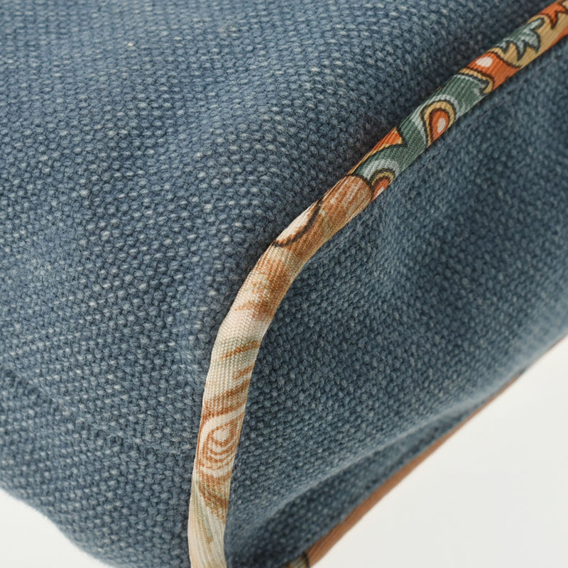 HERMES エルメス プティアッシュ トート ブルー レディース トワルオフィシエ シルク ハンドバッグ Aランク 中古 銀蔵