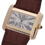 CARTIER カルティエ タンク ディヴァンLM W6300856 メンズ YG/革 腕時計 自動巻き ホワイト文字盤 Aランク 中古 銀蔵