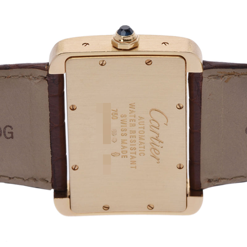 CARTIER カルティエ タンク ディヴァンLM W6300856 メンズ YG/革 腕時計 自動巻き ホワイト文字盤 Aランク 中古 銀蔵
