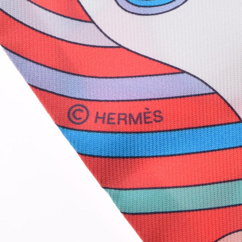 HERMES エルメス ツイリー Carres Volants 空飛ぶカレ 新タグ グレナディン/ブラン/ブルー レディース シルク100％ スカーフ 新品 銀蔵