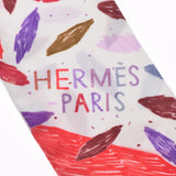HERMES エルメス ツイリー それぞれの巣作り モーヴ/レッド/白 レディース シルク100％ スカーフ ABランク 中古 銀蔵