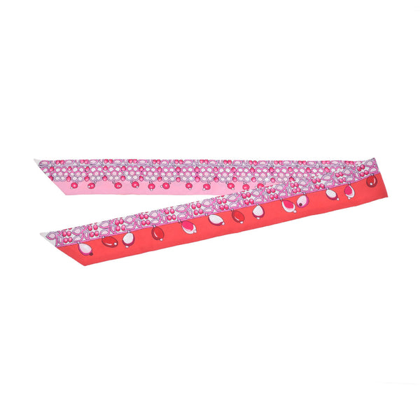 HERMES エルメス ツイリーマハラジャの装身具 デタイユ/ローズナクレ ローズ/モーヴ レディース シルク100％ スカーフ ABランク 中古 銀蔵