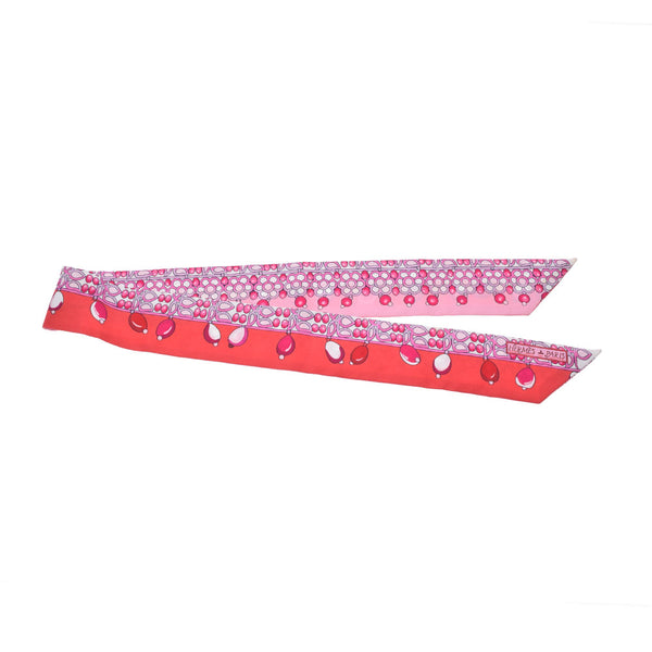 HERMES エルメス ツイリーマハラジャの装身具 デタイユ/ローズナクレ ローズ/モーヴ レディース シルク100％ スカーフ ABランク 中古 銀蔵