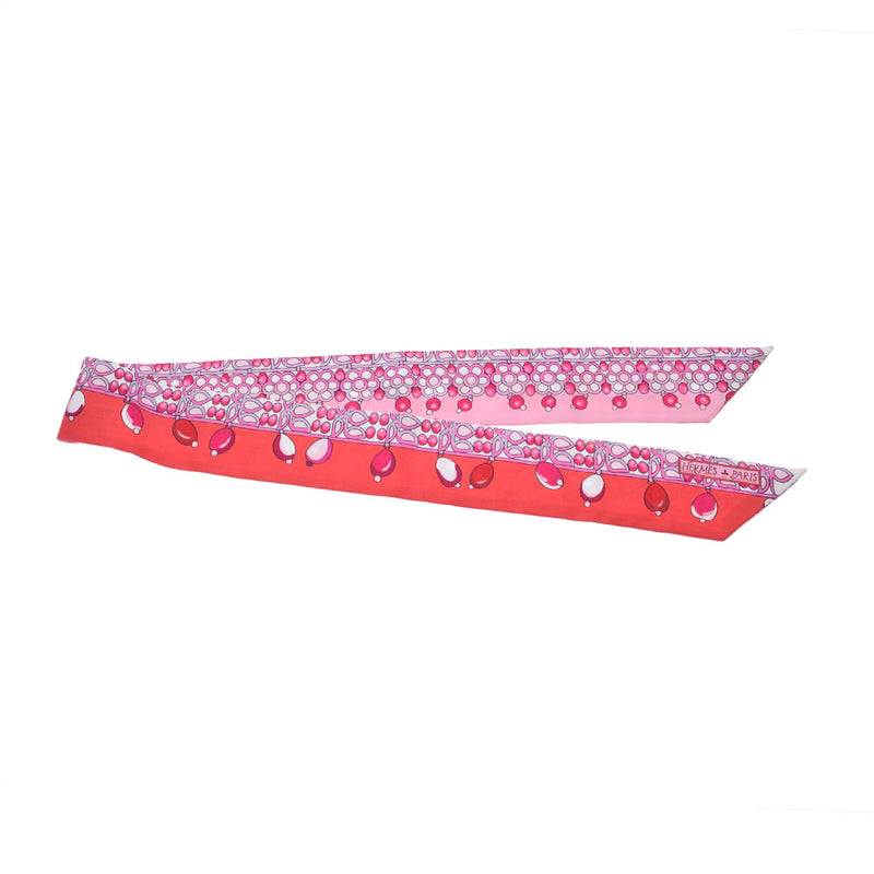 HERMES エルメス ツイリーマハラジャの装身具 デタイユ/ローズナクレ ローズ/モーヴ レディース シルク100％ スカーフ ABランク 中古 銀蔵