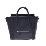 CELINE セリーヌ ラゲージ ナノショッパー 2WAY 黒 ゴールド金具 レディース カーフ ハンドバッグ Bランク 中古 銀蔵