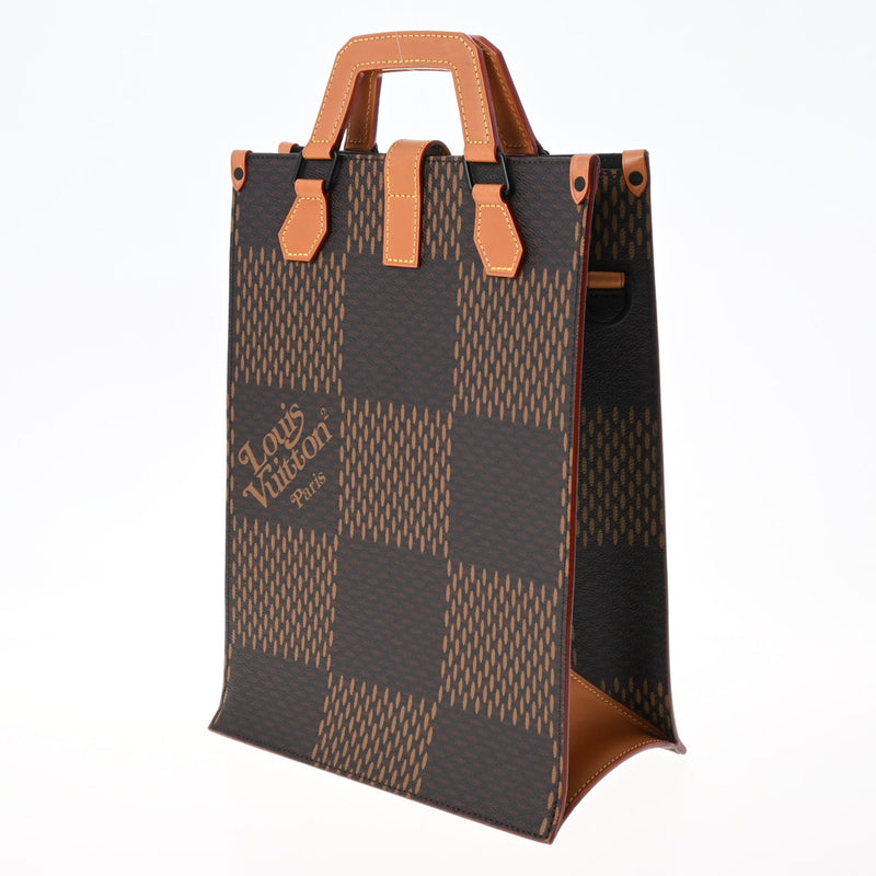 LOUIS VUITTON ルイヴィトン ダミエ ジャイアント NIGOコラボ ミニトート ブラウン マットブラック金具 N40355 メンズ ダミエキャンバス ハンドバッグ ABランク 中古 銀蔵