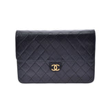 CHANEL シャネル マトラッセ プッシュロック チェーンショルダー 25cm 黒 ゴールド金具 レディース ラムスキン ショルダーバッグ Aランク 中古 銀蔵