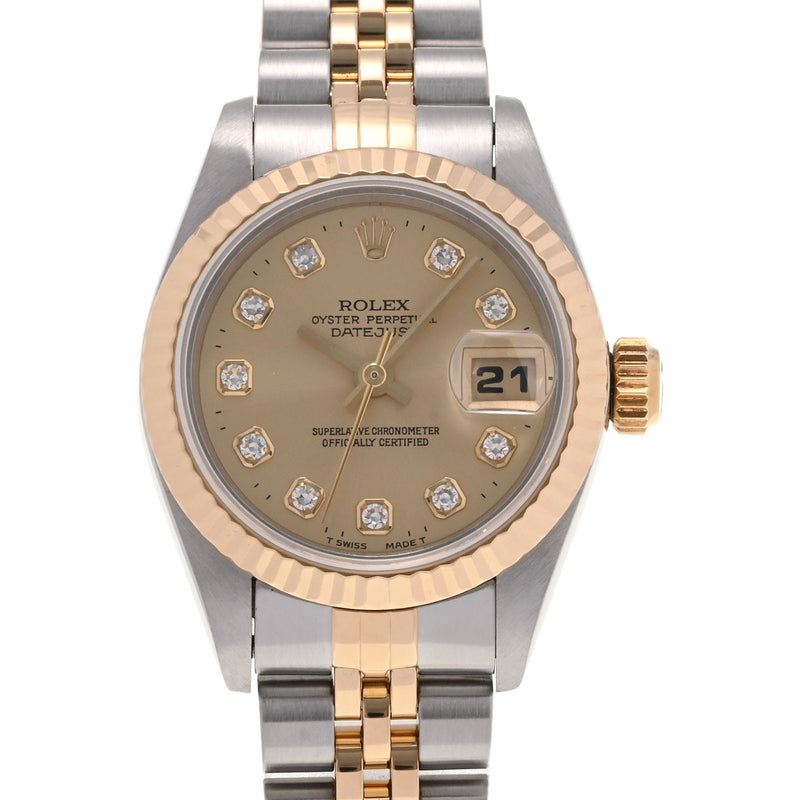 ROLEX ロレックス デイトジャスト 10Pダイヤ 69173G レディース YG/SS 腕時計 自動巻き シャンパン文字盤 Aランク 中古 銀蔵