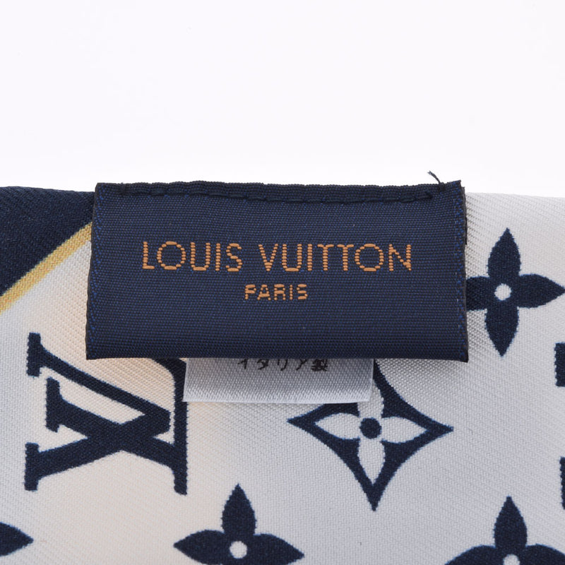 LOUIS VUITTON ルイヴィトン バンドーBB グラフィックモノグラム ブラゾン マリン/ホワイト/ベージュ MP2658 レディース シルク100％ スカーフ ABランク 中古 銀蔵