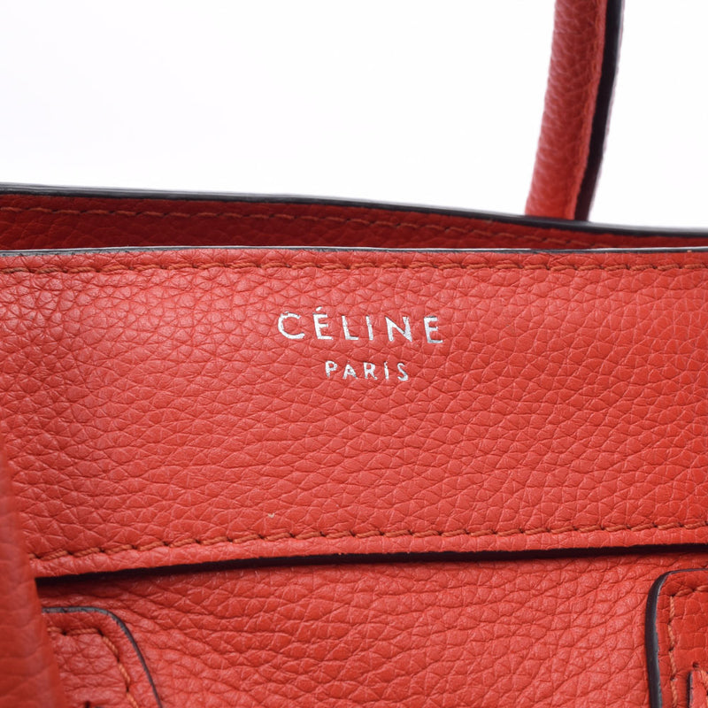 CELINE セリーヌ ラゲージ マイクロショッパー 赤 シルバー金具 167793 レディース レザー ハンドバッグ Bランク 中古 銀蔵