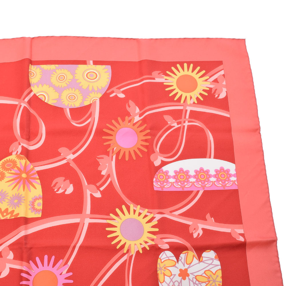 Salvatore Ferragamo シルクスカーフ 花柄 赤 Salvatore Ferragamo シルクスカーフ 花柄 赤
