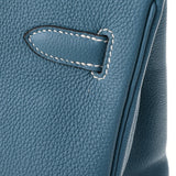 HERMES エルメス バーキン30 ブルージーン パラジウム金具 T刻印(2015年頃) レディース トゴ ハンドバッグ Aランク 中古 銀蔵