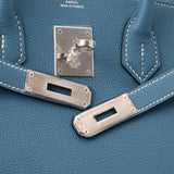 HERMES エルメス バーキン30 ブルージーン パラジウム金具 T刻印(2015年頃) レディース トゴ ハンドバッグ Aランク 中古 銀蔵