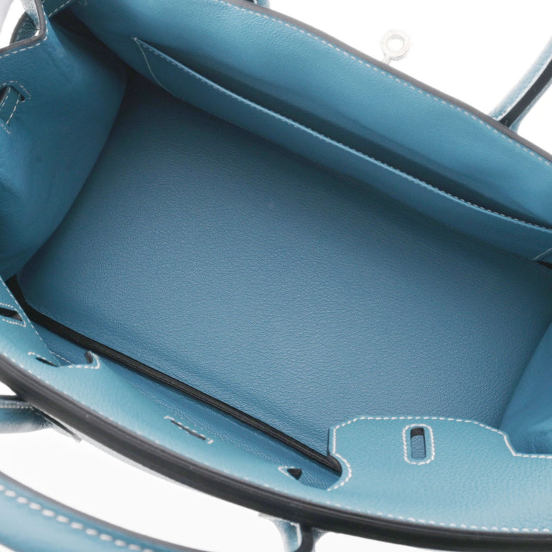 HERMES エルメス バーキン30 ブルージーン パラジウム金具 T刻印(2015年頃) レディース トゴ ハンドバッグ Aランク 中古 銀蔵