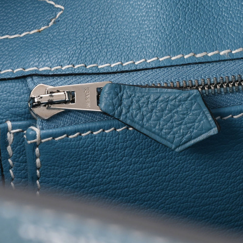 HERMES エルメス バーキン30 ブルージーン パラジウム金具 T刻印(2015年頃) レディース トゴ ハンドバッグ Aランク 中古 銀蔵