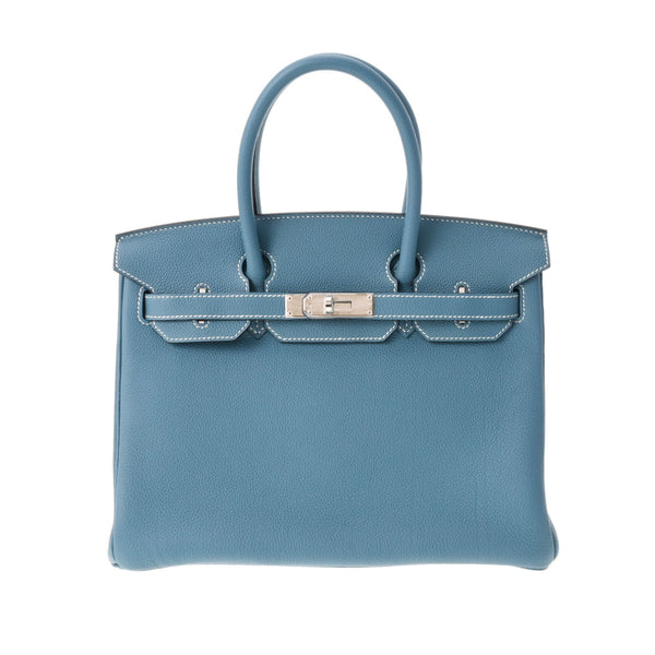 HERMES エルメス バーキン30 ブルージーン パラジウム金具 T刻印(2015年頃) レディース トゴ ハンドバッグ Aランク 中古 銀蔵