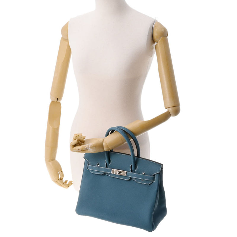 HERMES エルメス バーキン30 ブルージーン パラジウム金具 T刻印(2015年頃) レディース トゴ ハンドバッグ Aランク 中古 銀蔵