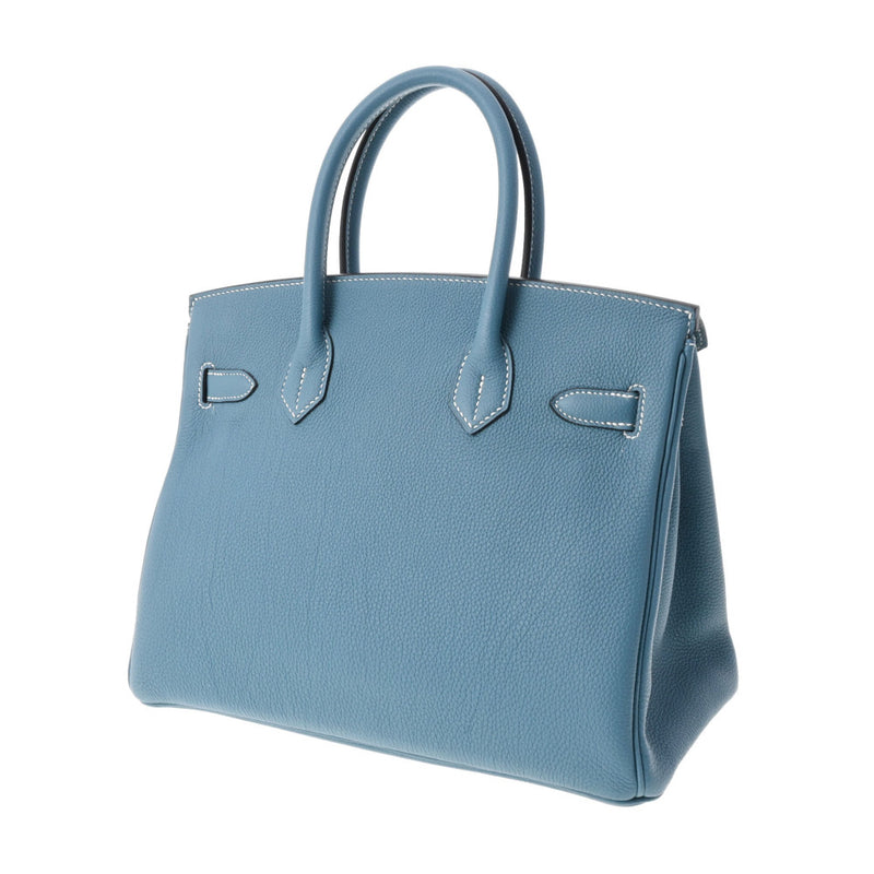 HERMES エルメス バーキン30 ブルージーン パラジウム金具 T刻印(2015年頃) レディース トゴ ハンドバッグ Aランク 中古 銀蔵