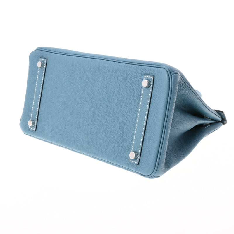 HERMES エルメス バーキン30 ブルージーン パラジウム金具 T刻印(2015年頃) レディース トゴ ハンドバッグ Aランク 中古 銀蔵