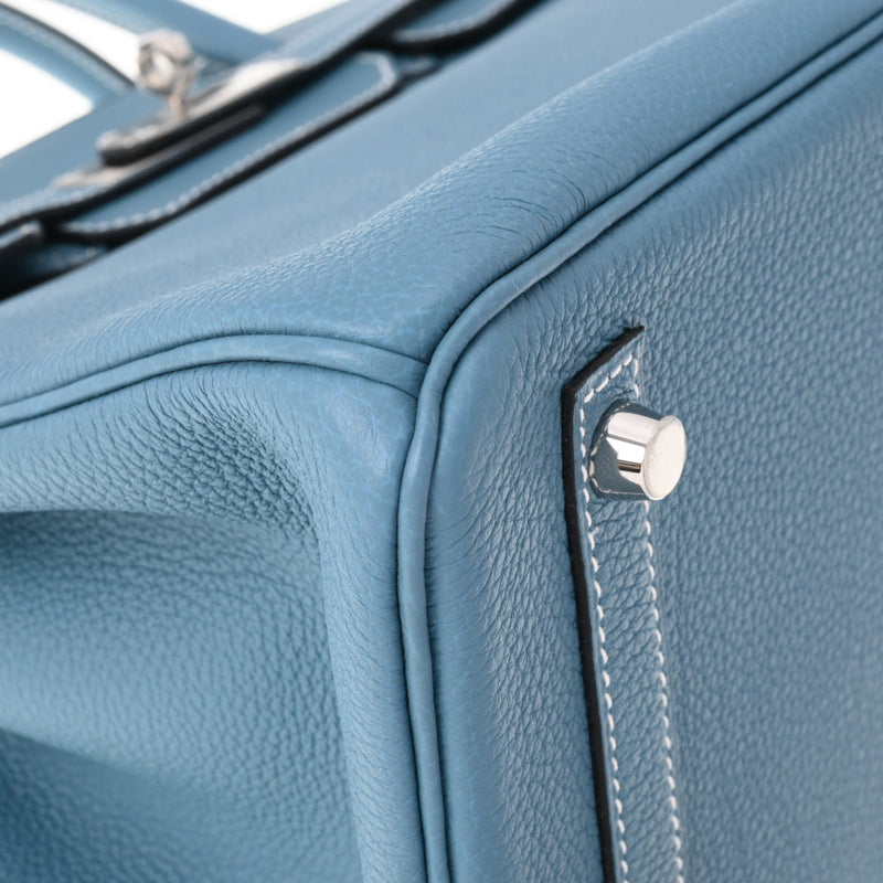 HERMES エルメス バーキン30 ブルージーン パラジウム金具 T刻印(2015年頃) レディース トゴ ハンドバッグ Aランク 中古 銀蔵