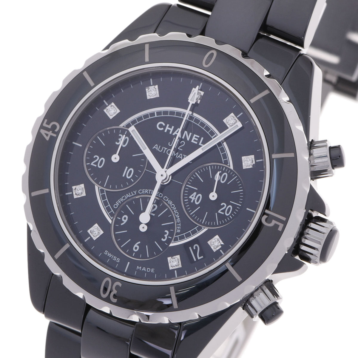 シャネルJ12 クロノ 9Pダイヤ メンズ 腕時計 H2419 CHANEL 中古 – 銀蔵 