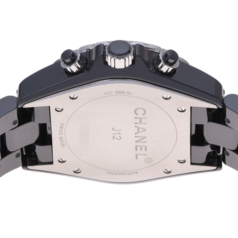 CHANEL シャネル J12 クロノ 9Pダイヤ H2419 メンズ 黒セラミック 腕時計 自動巻き ブラック文字盤 Aランク 中古 銀蔵