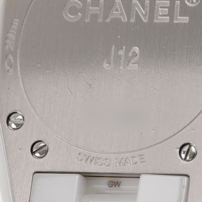 CHANEL シャネル J12 33mm 12Pダイヤ H1628 レディース 白セラミック/SS 腕時計 クオーツ ホワイト文字盤 Aランク 中古 銀蔵