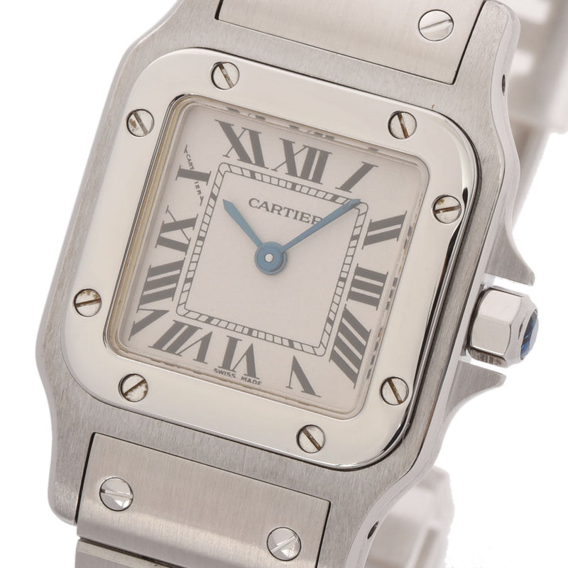 CARTIER カルティエ サントスガルベSM W20056D6 レディース SS 腕時計 クオーツ アイボリー文字盤 Aランク 中古 銀蔵